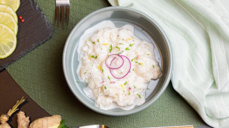 La photo représente la recette : Ceviche de poisson au lait de coco