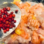 Exotic Gilt-head Bream and Salmon Tartare with Pineapple and Pink Peppercorns: The image is a representative of the step 5