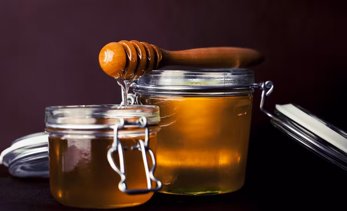 The photo shows the ingredient: Honey