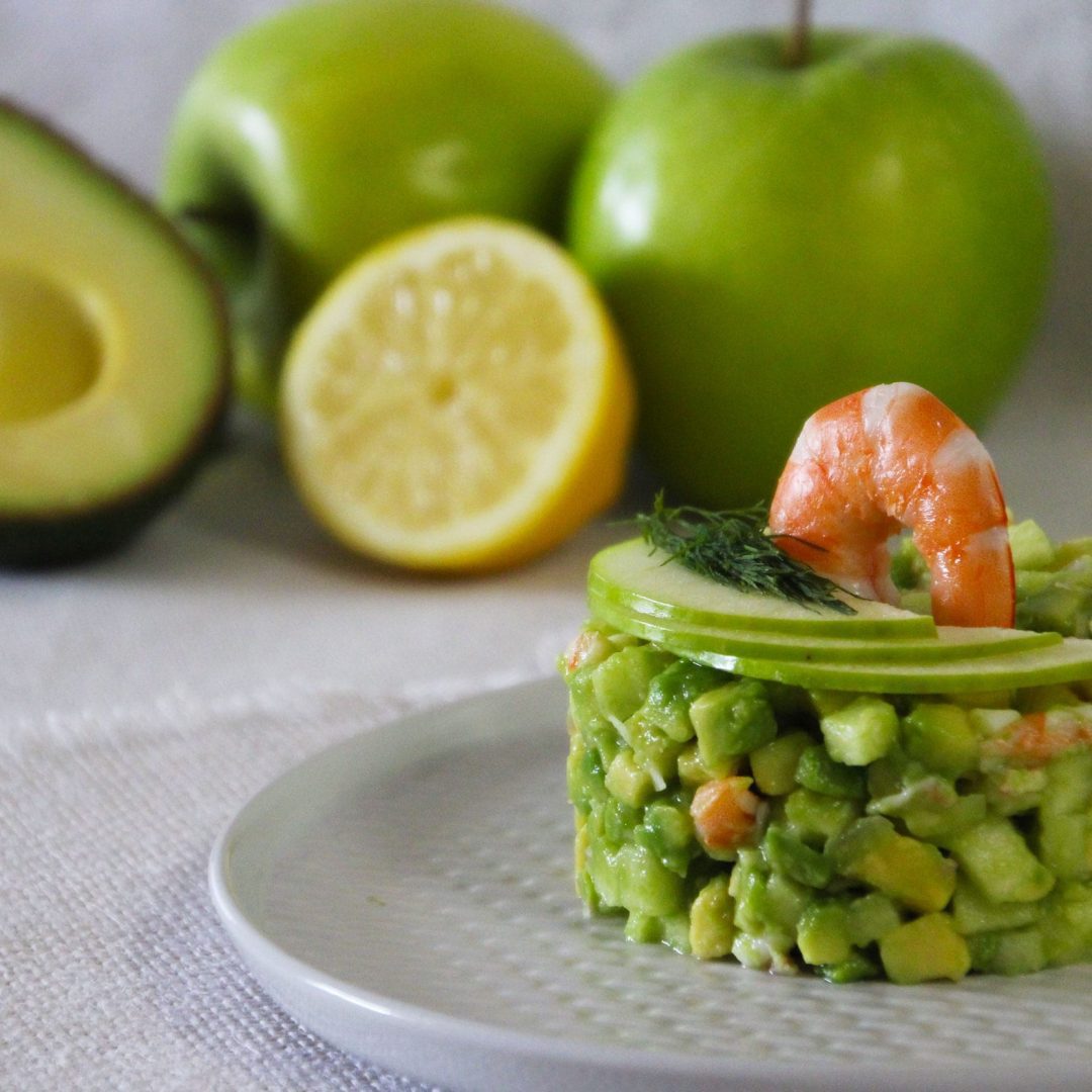 The photo represents the recipe: Avocado and shrimp tartar
