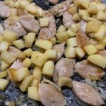 Apple Beggar's Purses with French white sausage and cider sauce: The image is a representative of the step 5