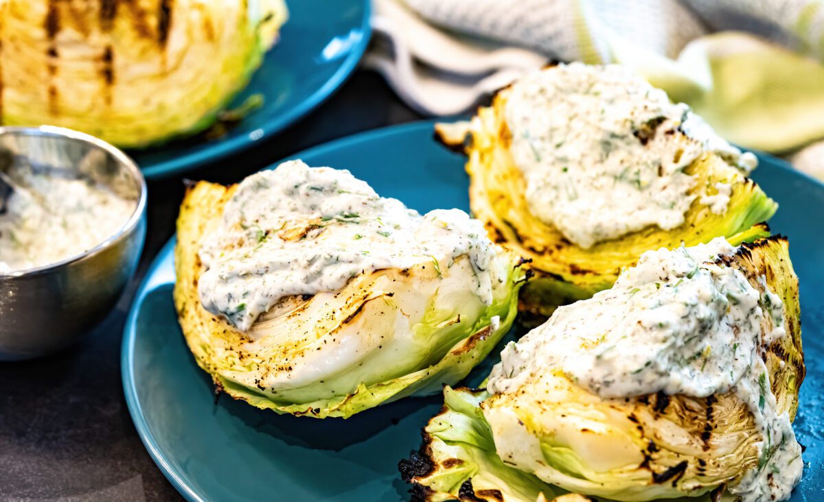 BBQ Grilled Cabbage with Homemade Ranch Dressing