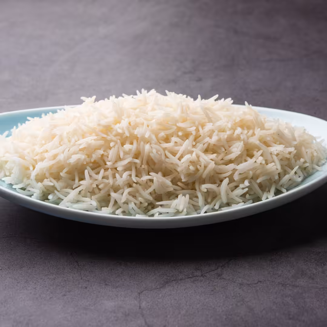 The photo shows the ingredient: Basmati Rice