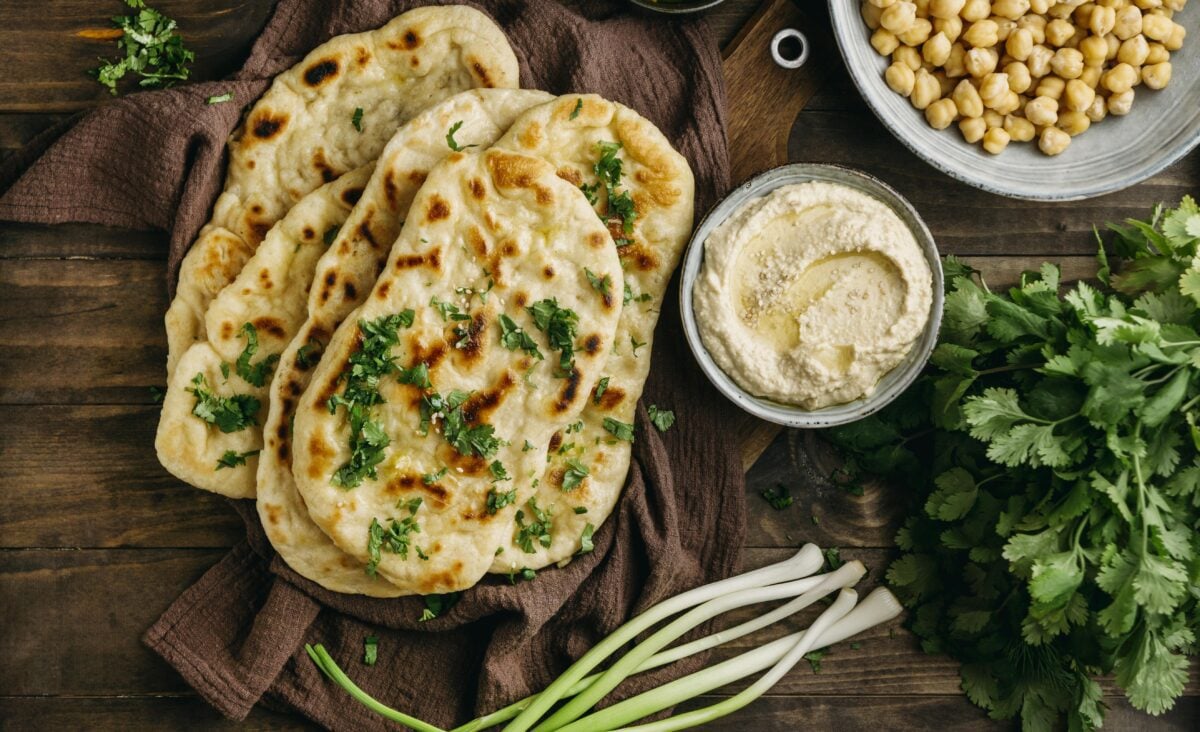 The photo shows the ingredient: Naan Bread