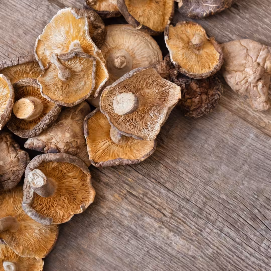 The photo shows the ingredient: Shiitake Mushrooms