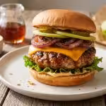 Burger de porc haché BBQ à l'érable, cheddar fort et mayo chipotle : La photo est une représentation de l'étape 8